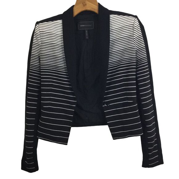 BCBG Maxazria Womens Bowie Striped Black & White One Button Blazer Jacket XS - Picture 1 of 11